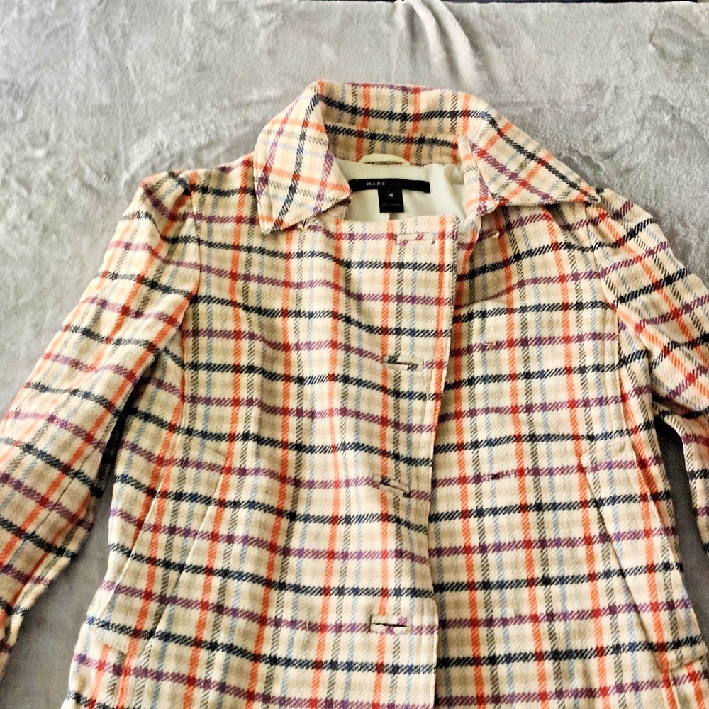 $500‎ Marc Jacobs Classic Plaid Wool Coat Preppy Vintage Size Small READ - Picture 2 of 13